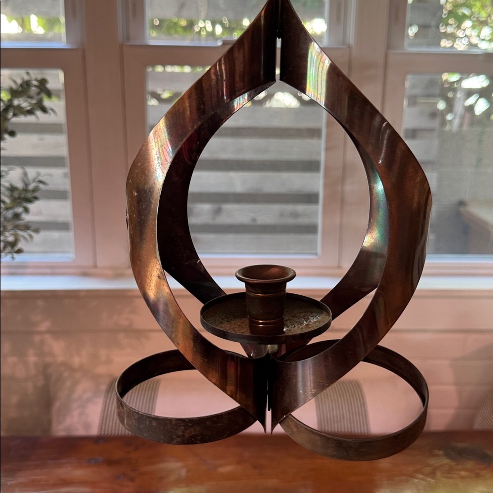 Vintage MCM Hanging Brass Candle Holder - Picture 3 of 7